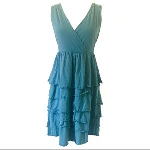 Garnet Hill wrap front dress with tiered skirt